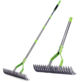 Râteau à Chaume Télescopique 38 cm - Défeutrage Efficace pour Pelouse