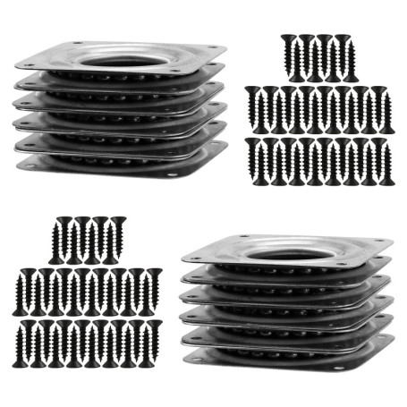 Lot de 10 Plateaux Rotatifs Carrés en Métal - 71 mm, Argent