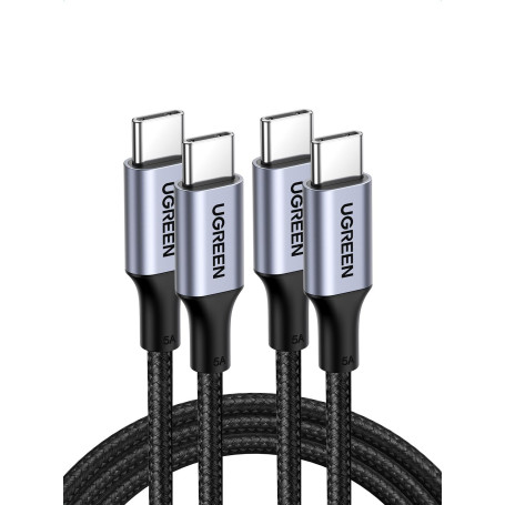 UGREEN Lot de 2 Câble USB C vers USB C PD 100W 5A 20V Charge Rapide Compatible avec MacBook iPad Pro iPhone 17 Pro Max Air 16 Ga