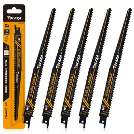 TOLESA Lames De Scie Sbre Pour Bois 225mm 6TPI Clouté Pour Fenêtre, Porte, Démolition Et Construction Coupe De Scie Sbre Pour Bo