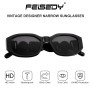 FEISEDY Vintage Lunettes de Soleil Rectangulaires pour Femmes Hommes Rétro Années 90 Petites Lunettes Carrées Étroites avec Prot