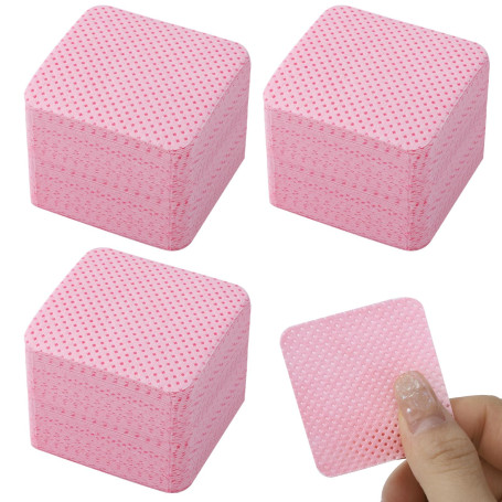 300pcs Coton Ongles Gel Non Pelucheux, Cleaner Degraissant Lingettes Vernis Semi Permanent - Rose