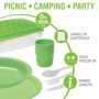 Ensemble de vaisselle de pique-nique Cosmoplast pour 4 personnes - 25 pièces réutilisables et incassables