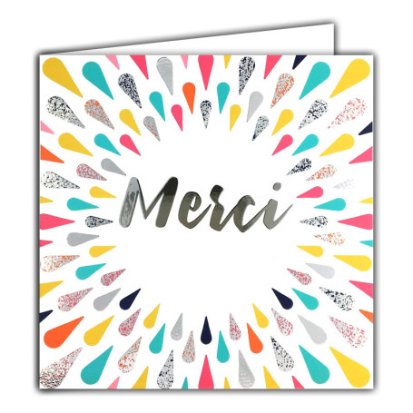 Carte Carrée Argentée 'Merci' pour Remerciements Élégants