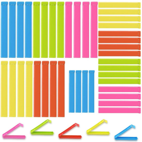 Lot de 40 Pinces Colorées pour Sacs Alimentaires - Réutilisables et Pratiques