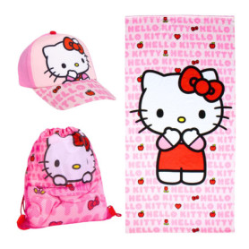 Ensemble Hello Kitty : Sac à Dos, Casquette et Serviette pour Enfants
