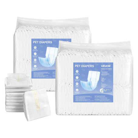 Couches Jetables Super Absorbantes pour Chiens Mâles - 96 Pièces
