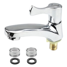 Robinet Lave Main Argenté à Eau Froide avec Filtre - Installation Facile