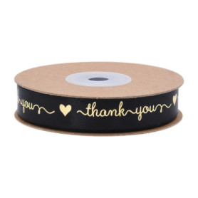 Ruban d'Emballage Merci en Polyester - 15mm Imprimé pour Cadeaux et Décorations