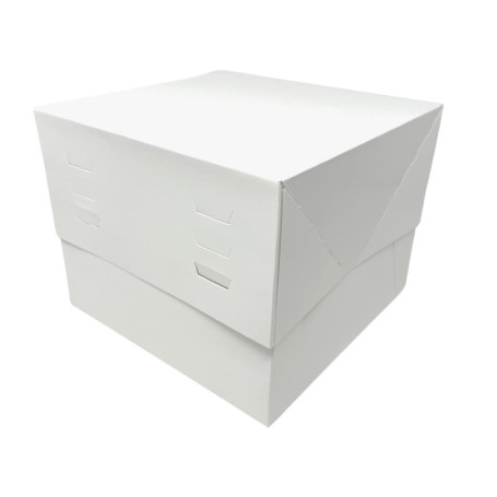 Lot de 10 Boîtes à Gâteaux Blanches Réglables 25x25 cm