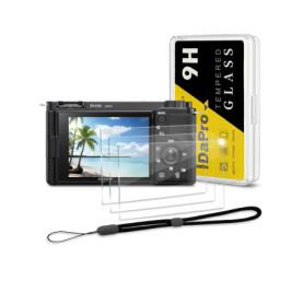 iDaPro Protection d'Écran en Verre Trempé pour Sony Alpha ZV-E10 - 3 Pièces avec Dragonne
