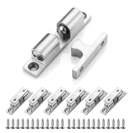 Pack de 6 Loquets à Double Rouleau en Laiton Argenté pour Meubles