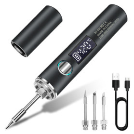 Fer à souder sans fil rechargeable USB avec écran LCD et 2 pointes interchangeables