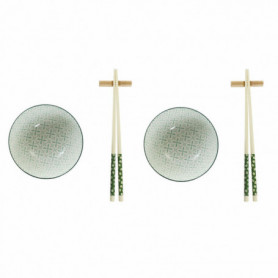 Set de sushi DKD Home Decor Blanc Vert Bambou Grès (30 x 21 x 7 cm) 26,99 €