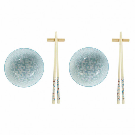 Set de sushi DKD Home Decor Bleu Blanc Bambou Grès (30 x 21 x 7 cm) 26,99 €
