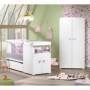 Lit bébé évolutif combiné avec boutons cœur - Blanc - 60 x 120 cm