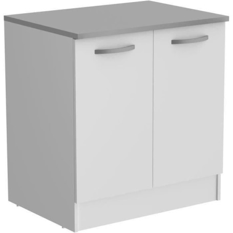 Meuble bas de cuisine OSLO - 2 portes - Blanc - 80 cm
