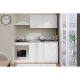 Cuisine complète OSLO 180 cm en Blanc Mat avec Plan de travail inclus