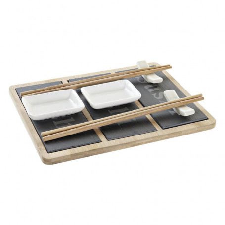 Set de sushi DKD Home Decor Naturel Noir Ardoise Bambou (25 x 19 x 3 cm) 26,99 €