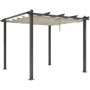 Pergola CORDOBA 3x3 m avec toit rétractable en aluminium et toile beige