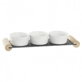 Plateau apéritif DKD Home Decor 4 Pièces Noir Ardoise Blanc Grès (33 x 10 x 5,8 116,99 €