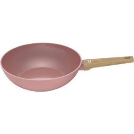 Wok Arthur Martin Ø28 cm en céramique rose - Compatible tous feux
