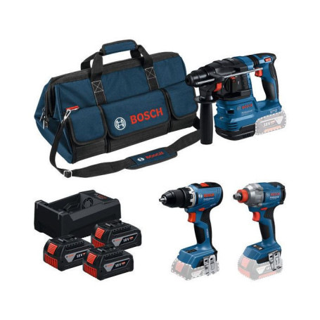 Pack Outils Bosch 18V : Perceuse, Boulonneuse et Perforateur avec Sac