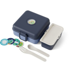Lunch Box Snacky Enfant - MONBENTO - Couverts Inclus - Bleu Infinity