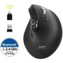 Souris Ergonomique Sans Fil PORT Designs - Rechargeable Bluetooth & 2.4 GHz - Noir