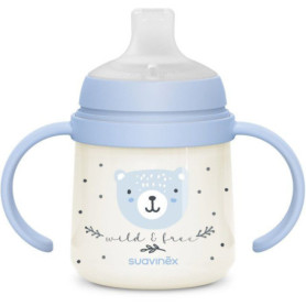 Biberon avec anses SUAVINEX NIGHT&DAY WILD&FREE 150 ml Bleu
