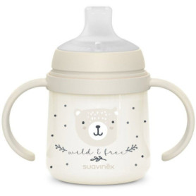 Biberon avec anses SUAVINEX NIGHT&DAY WILD&FREE 150 ml - Gris