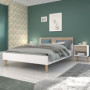 Lit adulte AALBORG 160x200 cm en Blanc et Chêne - Design Scandinave