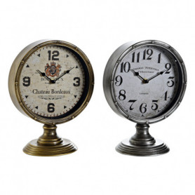 Horloge de table DKD Home Decor Verre Argenté Doré Métal (20,5 x 13,5 x 28 cm) ( 63,99 €
