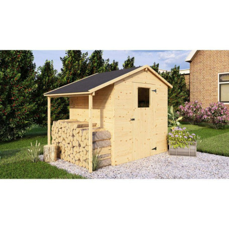 Abri de jardin en bois avec appentis - 2,96 m² + 0,88 m²