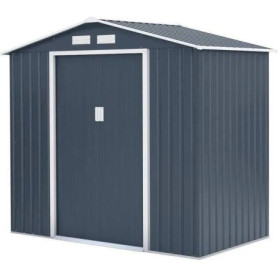 Abri de jardin en métal 2,71 m² avec portes coulissantes - Gris