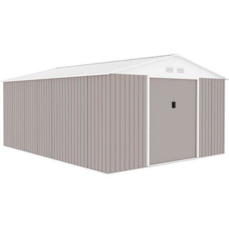 Abri de jardin en métal SATURNE 15,16 m² avec portes coulissantes - Taupe