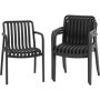 Lot de 4 fauteuils de jardin empilables SOLARIA en polypropylène noir