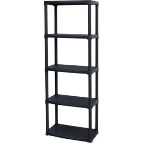 Étagère de Rangement TOOD ETA 635 - 5 Tablettes en Plastique Noir - 60 x 30 x 176 cm