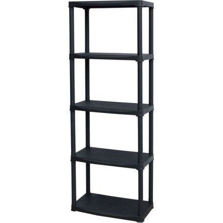 Étagère de Rangement TOOD ETA 635 - 5 Tablettes en Plastique Noir - 60 x 30 x 176 cm