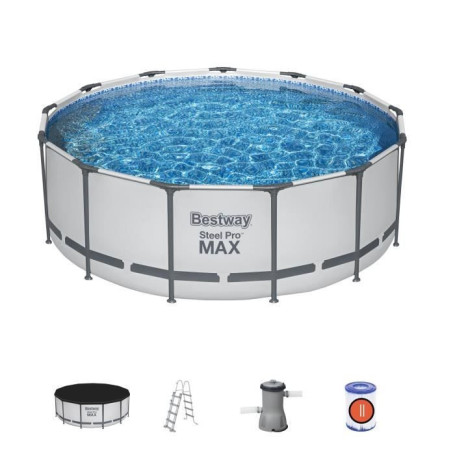 Kit Piscine Tubulaire Ronde Steel Pro Max BESTWAY - 396 x 122 cm avec Accessoires