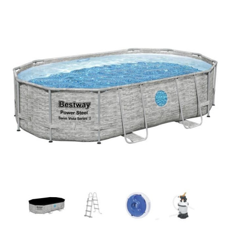 Kit Piscine Hors Sol Tubulaire BESTWAY Steel Pro Max - Ovale 488 x 305 x 107 cm