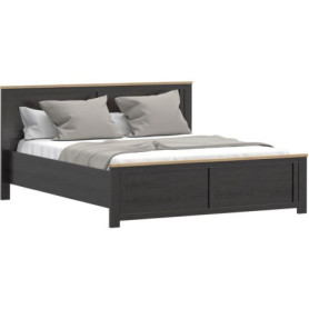 Lit King Size BOHOL en Chêne et Noir - 180 x 200 cm