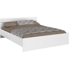 Lit adulte BOSTON 160x200 cm - Décor blanc - Fabrication française