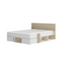 Lit adulte SWIVEL avec tiroirs de rangement en chêne et blanc - 140 x 190 cm