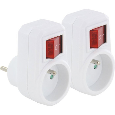 Lot de 2 prises murales avec interrupteur - CHACON - 1x16A - 3500W