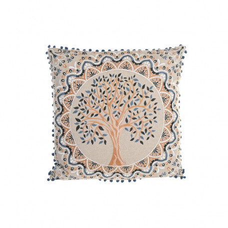 Coussin DKD Home Decor Arbre Bleu Polyester Coton Aluminium Jaune Marron Clair ( 150,99 €