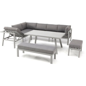 Ensemble de Jardin Antalya 9 Places en Aluminium - Gris Élégant