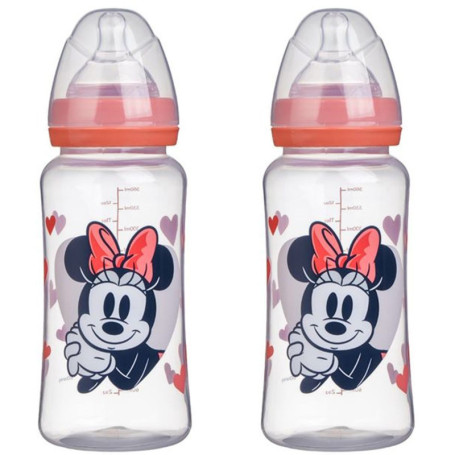 Lot de 2 biberons Minnie Disney Baby - 360 ml avec tétine silicone