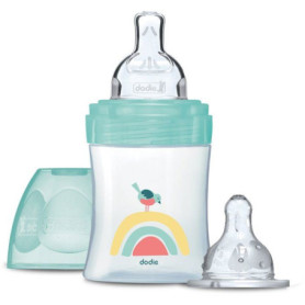 Biberon Anti-Colique DODIE 150 ml avec Tétines Plate et Ronde - Kit Naissance Vert
