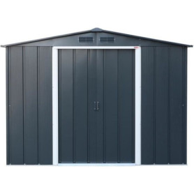 Abri de jardin en métal 4,77 m² avec kit d'ancrage - Gris anthracite